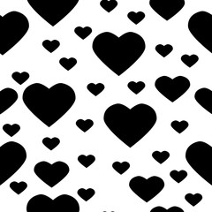 Abstract seamless heart pattern. Black and white. Valentine's day illustration. Pattern for trendy fabric, wallpapers.
