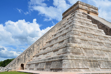 The Pyramid of Kukulkan at Chichen Itza in Mexico, one of the New Seven Wonders of the World.
