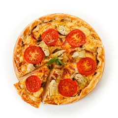 Pizza with mushrooms and artichokes
