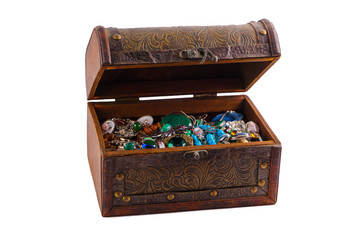 vintage jewelry box on white background