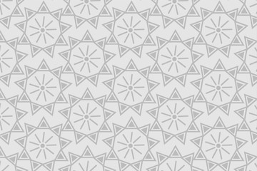 Fototapeta premium Gray stylish digital geometric background with different shapes. 