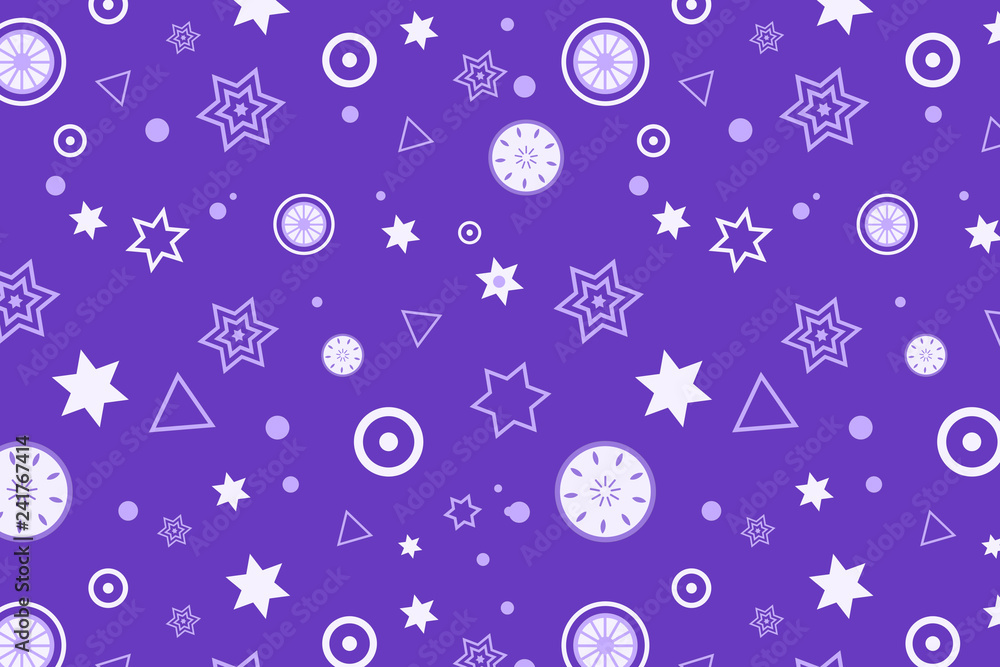 Poster violet stylish digital geometric background with different shapes.