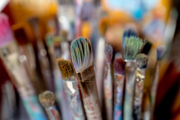 Fototapeta premium Closeup of painting brushes