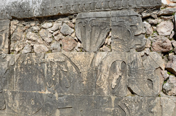 Close-up of the Mayan carvings at Chichen Itza
