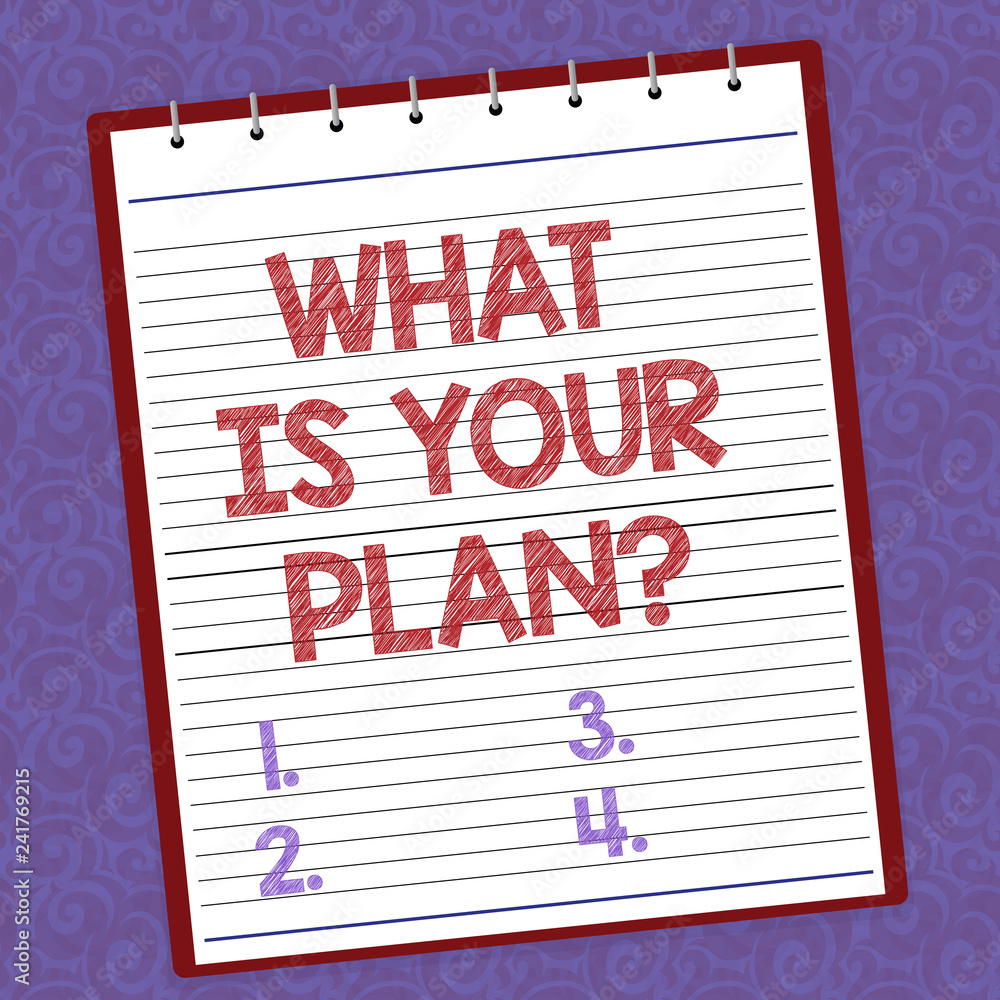 Poster handwriting text writing what is your plan. concept meaning show us your schedule strategies to acco
