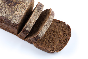 Rye bread slices isolated on white background
