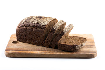 Rye bread slices isolated on white background