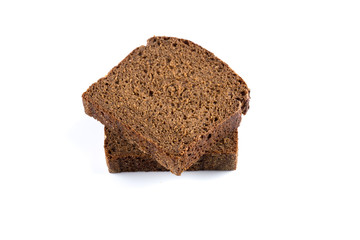 Rye bread slices isolated on white background