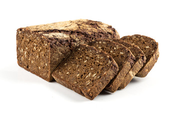 Rye bread slices isolated on white background