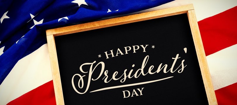 Composite image of happy presidents day. vector typography
