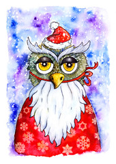 Christmas card owl