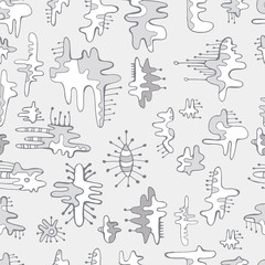 Obraz premium Seamless monochrome pattern of abstract design doodle elements.