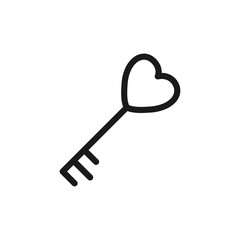 Heart shape key icon vector isolated
