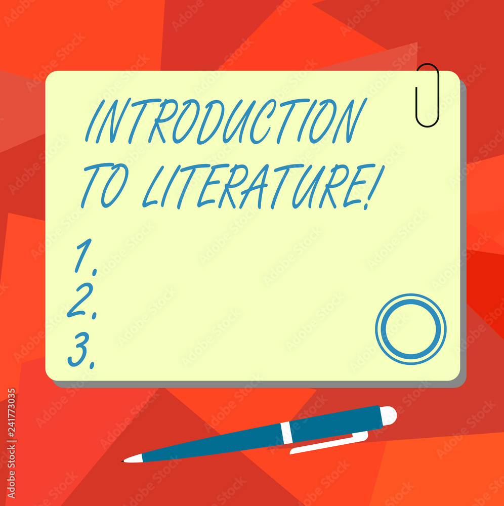 Poster conceptual hand writing showing introduction to literature. business photo text collegepreparatory c