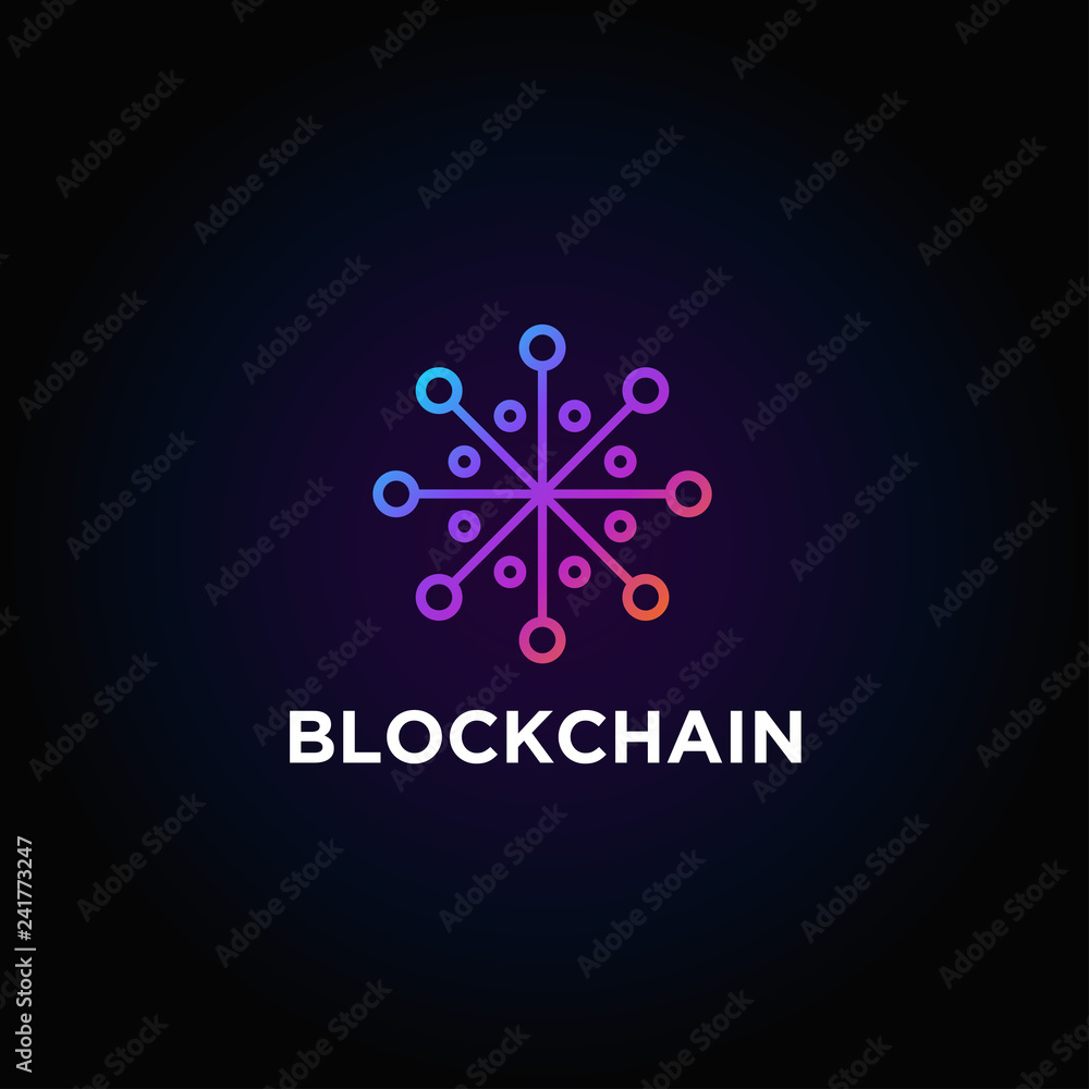 Aufkleber blockchain line icon logo concept on dark background. cryptocurrency data sign design. abstract geom