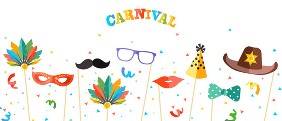 colorful photobooth carnival background in flat design