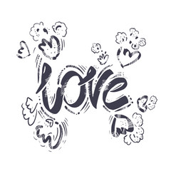 Inspirational quote about love. Typography card with white background