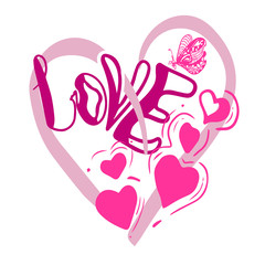 Inspirational quote about love. Typography card with white background