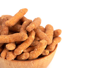 Cheese Sesame Sticks on a White Background