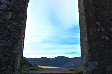 Rocks mountain sky clouds 