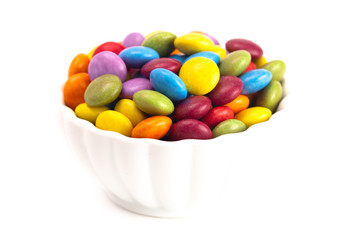 Candy Coated Chocolates  on a White Background
