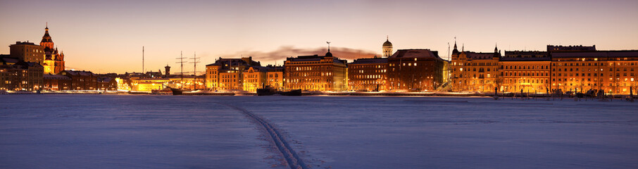 Helsinki seen from frozen Baltic Sea