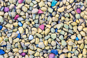 Coloured stones at the garden. Landscape design. 
