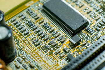 Computer circuit board close up