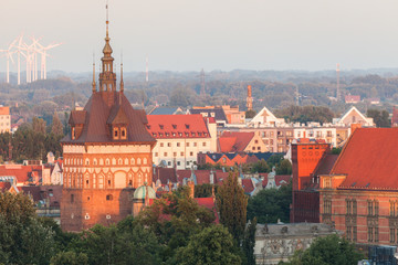 Obraz premium Panorama of Gdansk at sunset