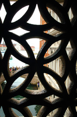 A view from the window of the bridge of sighs Venice.