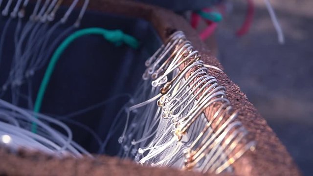 Fishing Seine, hooks close-up. For sea fishing