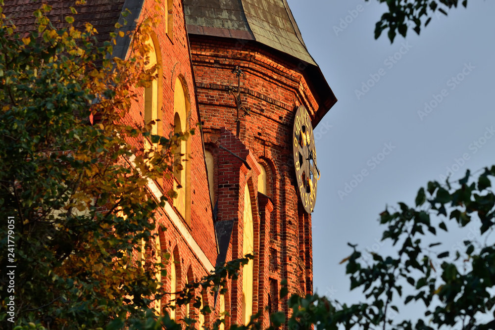 Sticker The tower of Koenigsberg Cathedral against the blue sky. Gothic of the 14th century. Kaliningrad, Russia