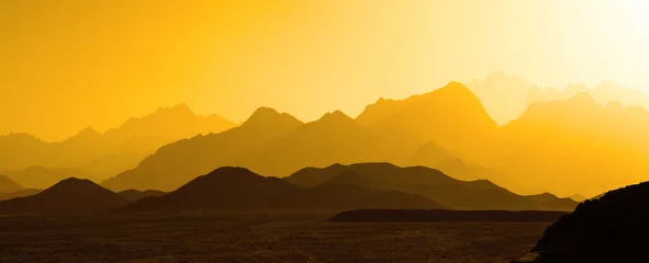 Papier Peint photo autocollant Monts Huang Silhouette de montagne jaune