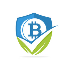 Vector illustration icon with the concept of the best solution for financial investment protection with a bitcoin currency