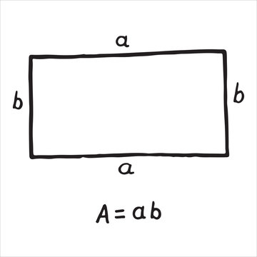 Hand drawn rectangle Area. Sketch for education, icon