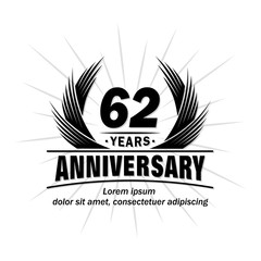 62 years design template. Anniversary vector and illustration template. 

