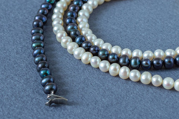 White and blue pearl necklaces