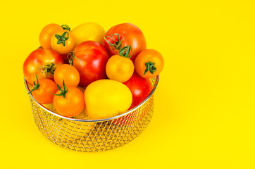 Different in color and size of tomatoes