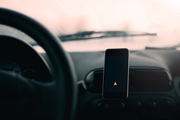 smartphone navigation in the car.