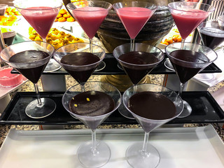 Jelly fruit mousse on table