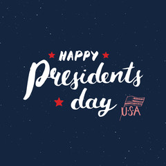 Happy President's Day Vintage USA greeting card, United States of America celebration. Hand lettering, american holiday grunge textured retro design vector illustration.