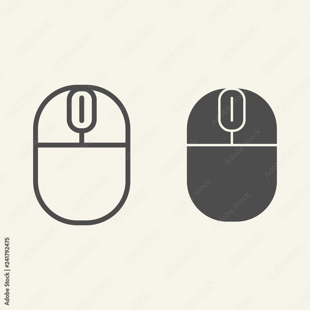 Poster pc mouse line and glyph icon. computer device vector illustration isolated on white. click outline s
