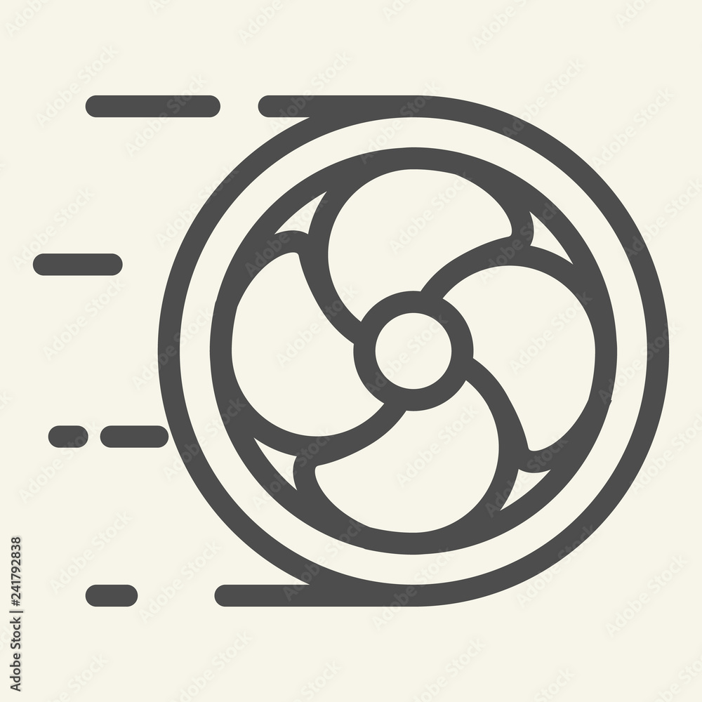 Poster fan cooler line icon. computer fan vector illustration isolated on white. airflow outline style desi