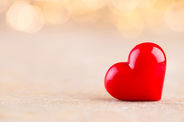 Red heart bokeh background, valentine day greeting card.