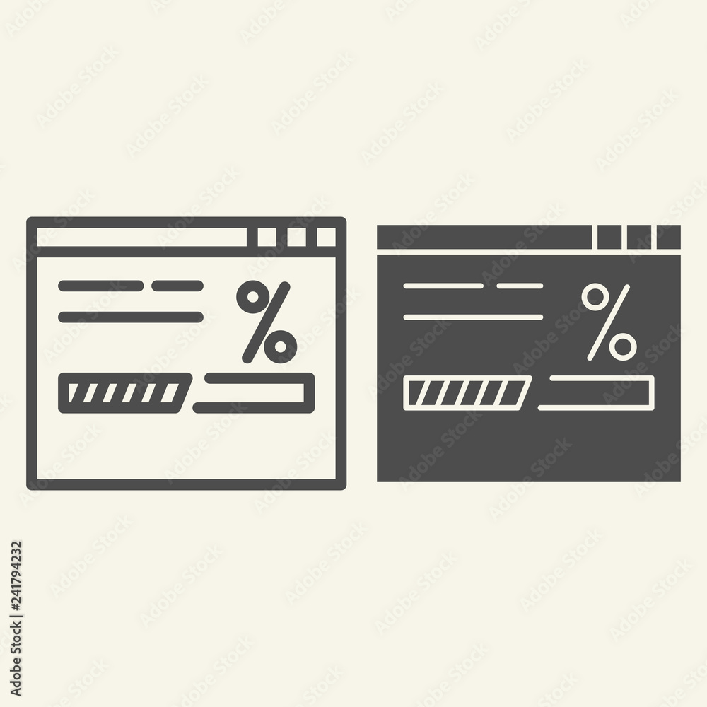 Poster Website loading line and glyph icon. Browser load vector illustration isolated on white. Upload outline style design, designed for web and app. Eps 10.