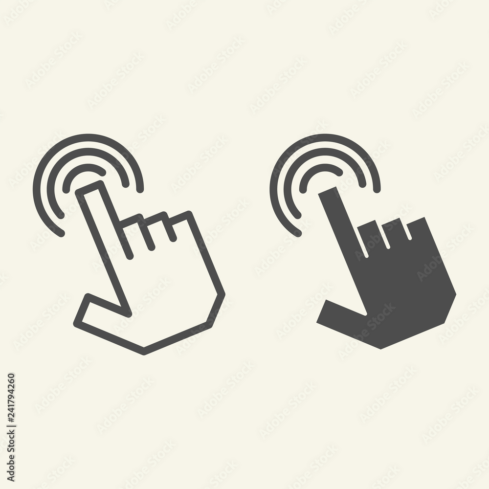 Poster pointer hand line and glyph icon. hand cursor vector illustration isolated on white. finger pointer 