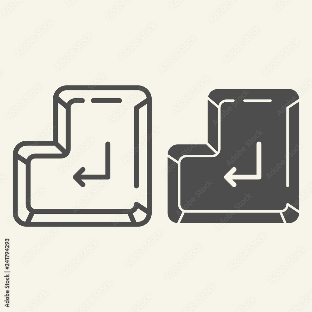 Poster enter button line and glyph icon. enter key vector illustration isolated on white. keyboard outline 