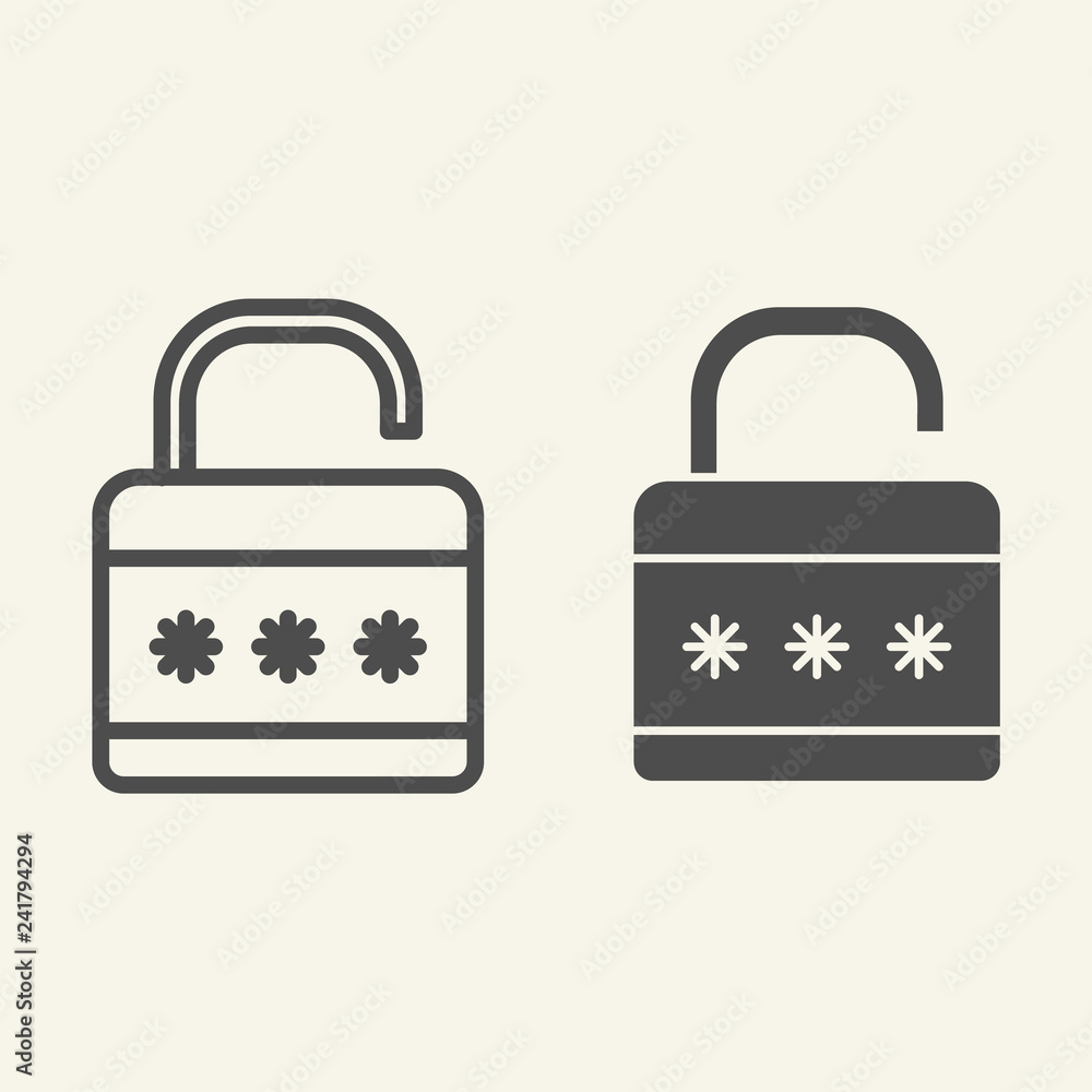 Poster lock line and glyph icon. padlock vector illustration isolated on white. security outline style desi