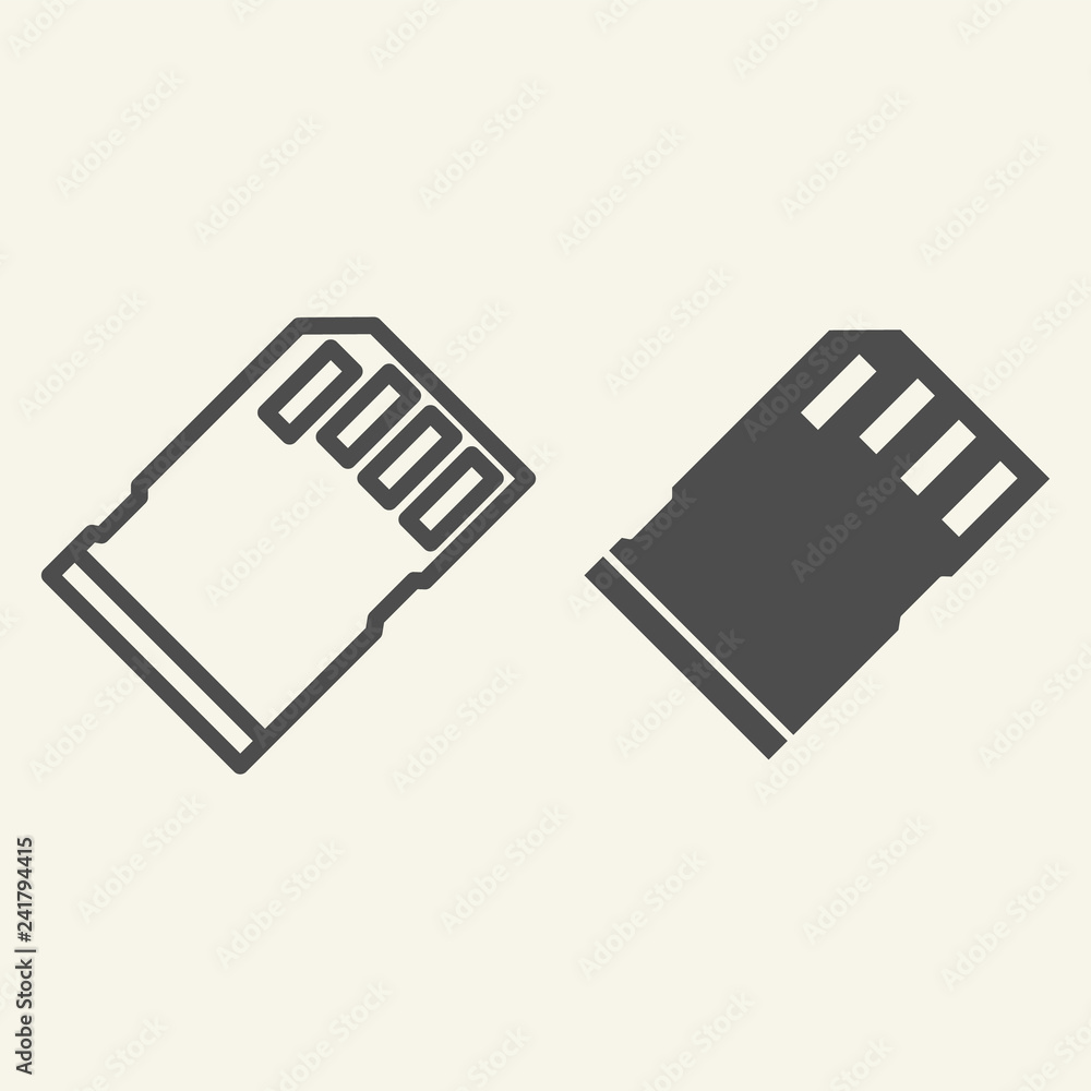Poster memory card line and glyph icon. sd card vector illustration isolated on white. storage outline styl