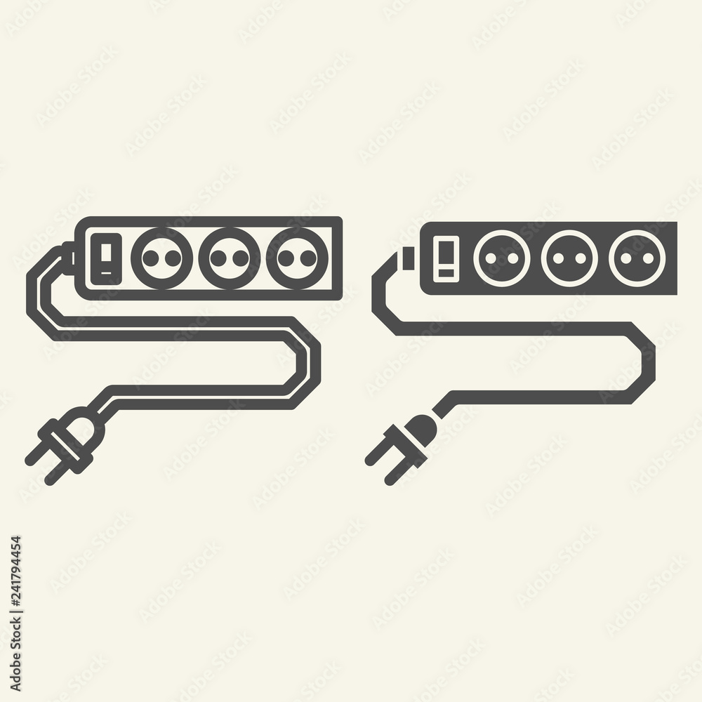 Poster power socket line and glyph icon. sockets vector illustration isolated on white. outlet outline styl